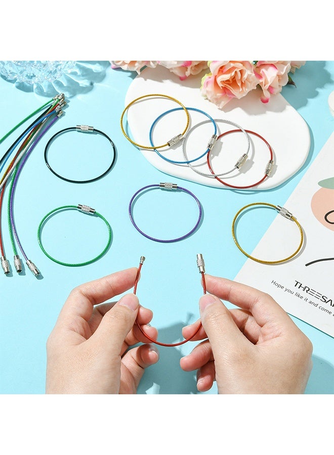 حلقات المفاتيح سلاسل مفاتيح أسلاك الفولاذ المقاوم للصدأ قفل كابل الأمتعة الثقيلة العلامات حلقات حراس 2 مم تويست برميل حزمة من 7 - Image 4