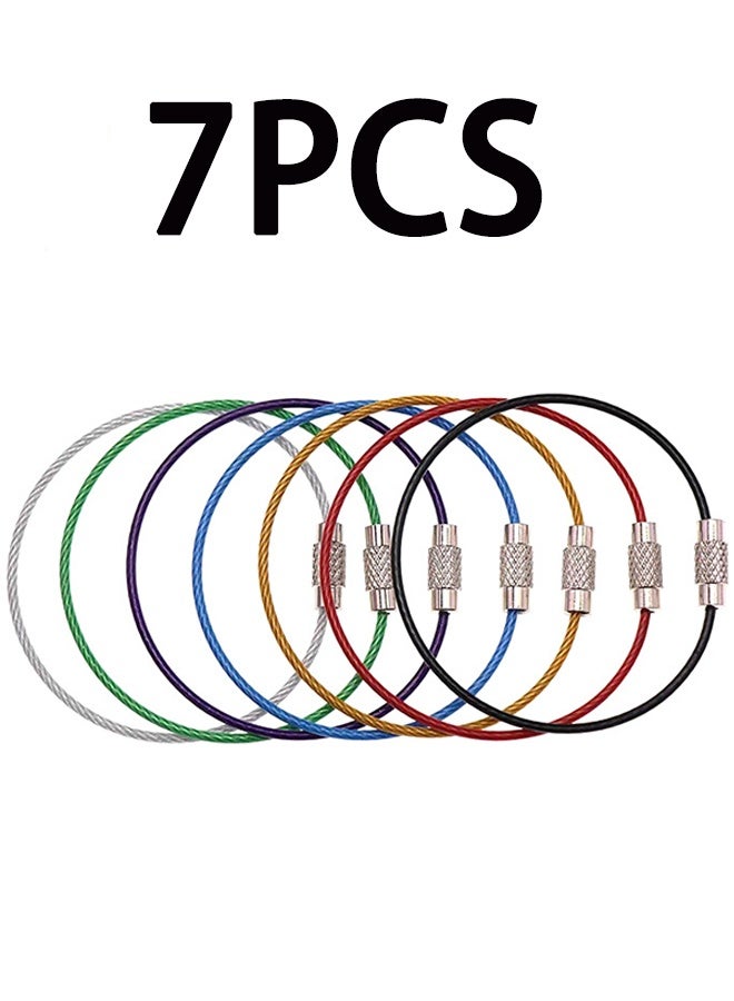 حلقات المفاتيح سلاسل مفاتيح أسلاك الفولاذ المقاوم للصدأ قفل كابل الأمتعة الثقيلة العلامات حلقات حراس 2 مم تويست برميل حزمة من 7 - Image 1