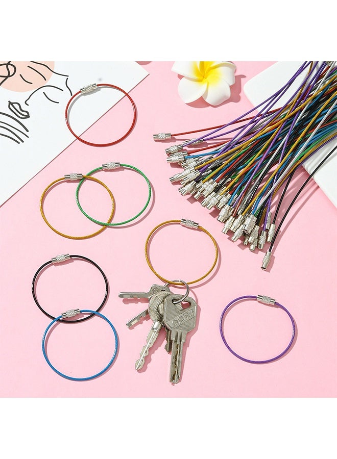 حلقات المفاتيح سلاسل مفاتيح أسلاك الفولاذ المقاوم للصدأ قفل كابل الأمتعة الثقيلة العلامات حلقات حراس 2 مم تويست برميل حزمة من 7 - Image 3