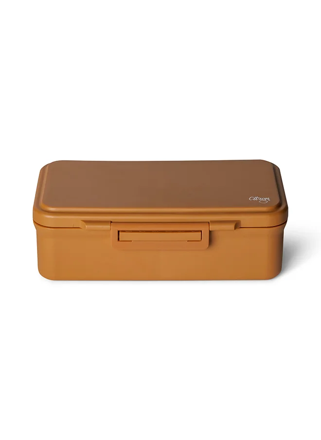 Citron Rectangle Lunchbox With 2 Compartments For Kids, Leak Proof And Bpa Free Lunch Box For Kids - Caramel