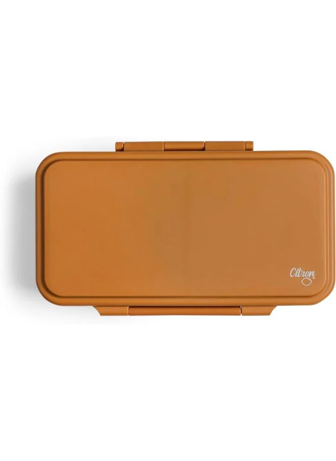 Citron Rectangle Lunchbox With 2 Compartments For Kids, Leak Proof And Bpa Free Lunch Box For Kids - Caramel