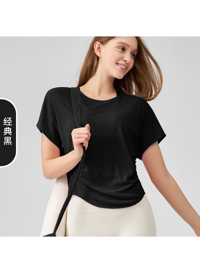 New Style Loose Bamboo Yarn Sports Top For Women, Casual Breathable Quick-dry Fitness Short-sleeve Versatile Beautiful Back Yoga Cover-up