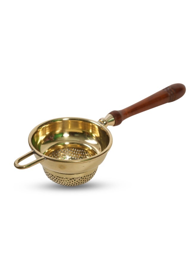 Mittal Teas Handcrafted Brass Tea Strainer with Wooden Handle | Fine Mesh Loose Leaf Tea & Coffee Filter | Durable, Eco-Friendly Chai Strainer for Daily Use - Image 4