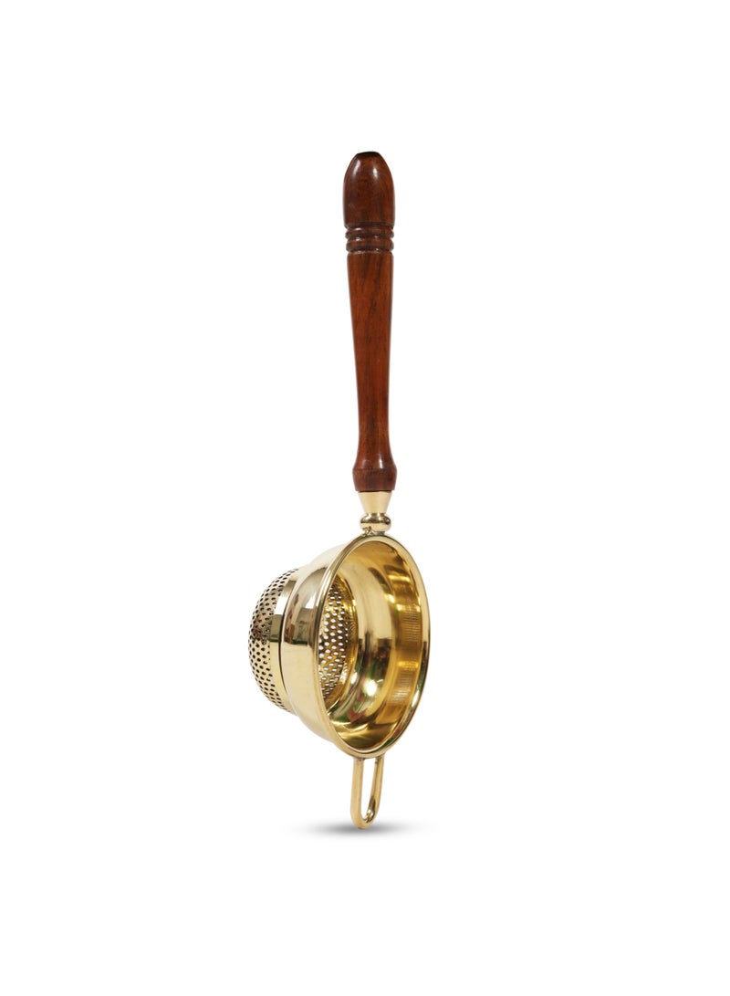 Mittal Teas Handcrafted Brass Tea Strainer with Wooden Handle | Fine Mesh Loose Leaf Tea & Coffee Filter | Durable, Eco-Friendly Chai Strainer for Daily Use - Image 2