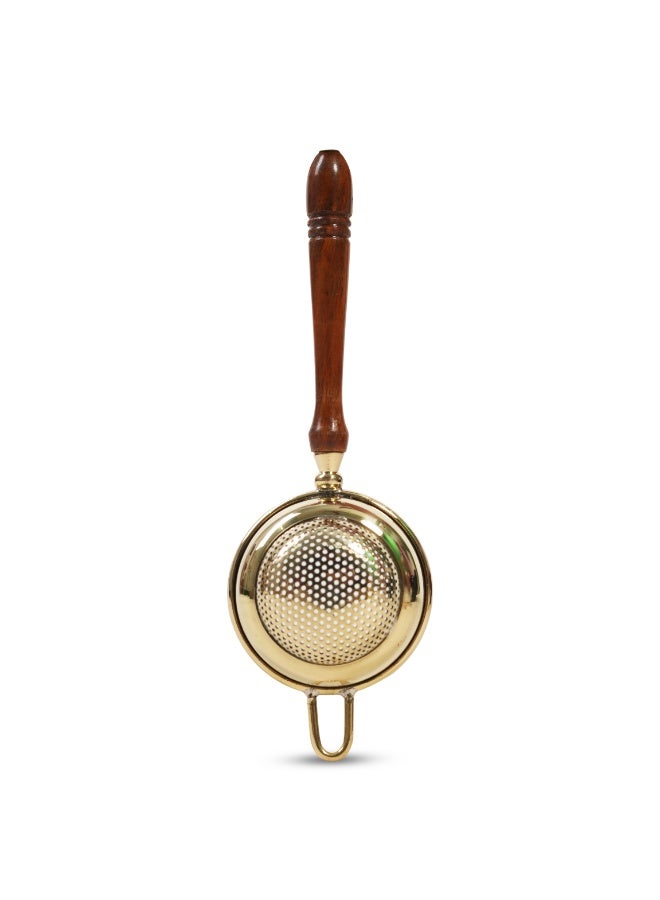 Mittal Teas Handcrafted Brass Tea Strainer with Wooden Handle | Fine Mesh Loose Leaf Tea & Coffee Filter | Durable, Eco-Friendly Chai Strainer for Daily Use - Image 3