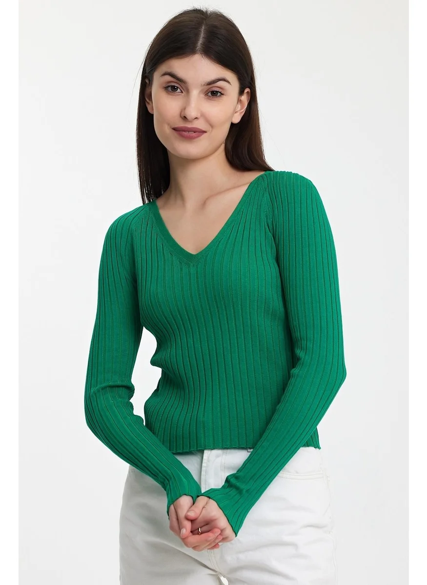 Alexandergardi Alexandergardı V-Neck Ribbed Knitwear SWEATER (A92160-S)