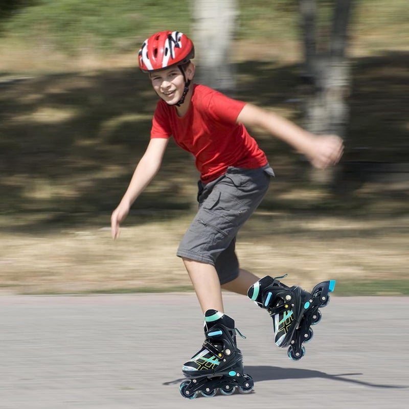 Janplay Adjustable Inline Skates for Kids and Teens with Light-Up Wheels - Black-Blue - Image 5