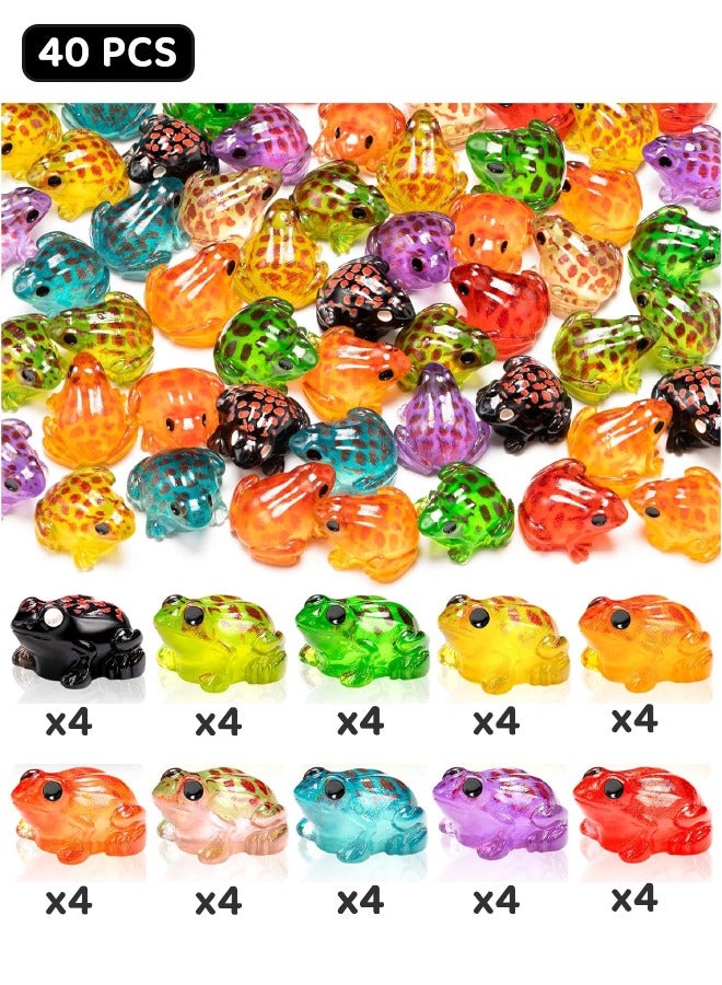 40 Pcs Luminous Tiny Resin Frogs, 10 Colors, Mini Frog Glow in The Dark, Frog Miniature Ornaments for Miniature Decoration, Garden Aquarium Potted, Garden Dollhouse, Cake Decoration, DIY Slime Kit, Craft Charms Party Toys - Image 1