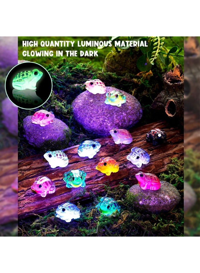 40 Pcs Luminous Tiny Resin Frogs, 10 Colors, Mini Frog Glow in The Dark, Frog Miniature Ornaments for Miniature Decoration, Garden Aquarium Potted, Garden Dollhouse, Cake Decoration, DIY Slime Kit, Craft Charms Party Toys - Image 4