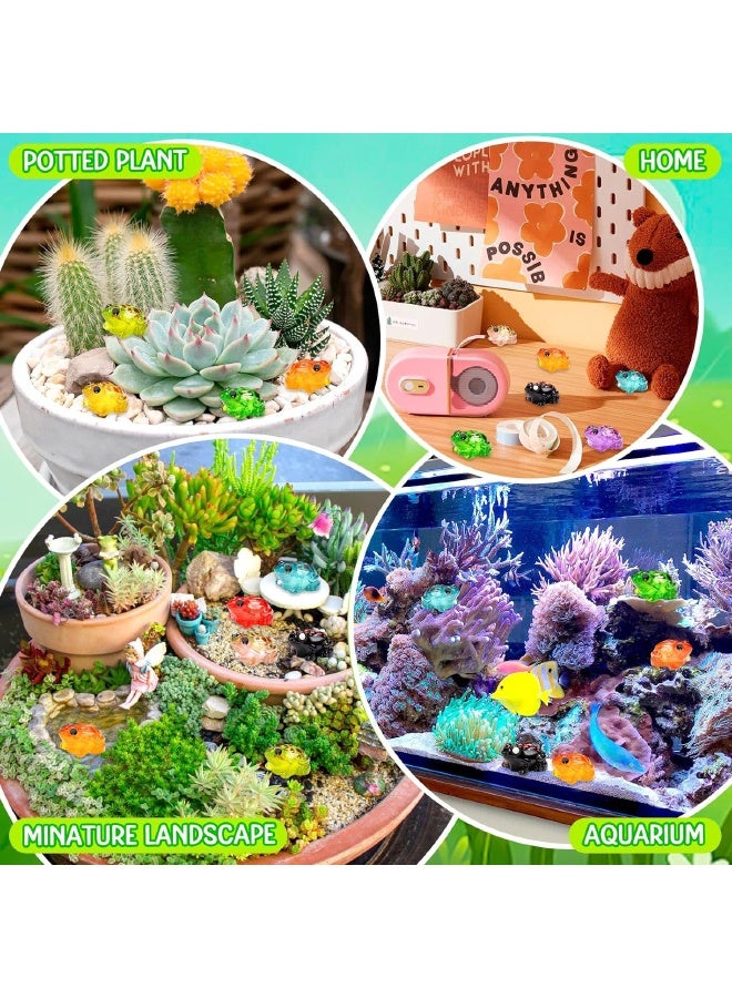 40 Pcs Luminous Tiny Resin Frogs, 10 Colors, Mini Frog Glow in The Dark, Frog Miniature Ornaments for Miniature Decoration, Garden Aquarium Potted, Garden Dollhouse, Cake Decoration, DIY Slime Kit, Craft Charms Party Toys - Image 5