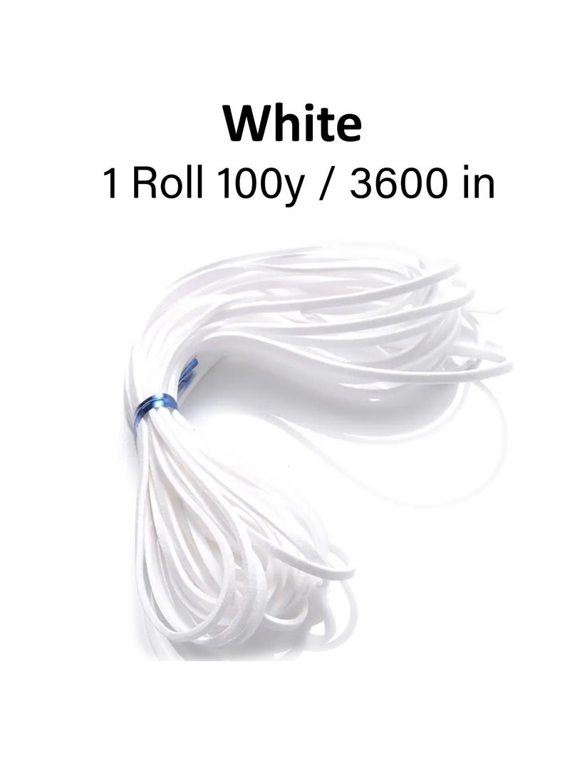 1 لفة 100 ياردة 2.6 مللي متر حبال من جلد الغزال جلد دانتيل مسطح من جلد الغزال حبل سلسلة خيط مخملي (اللون أبيض) - Image 2