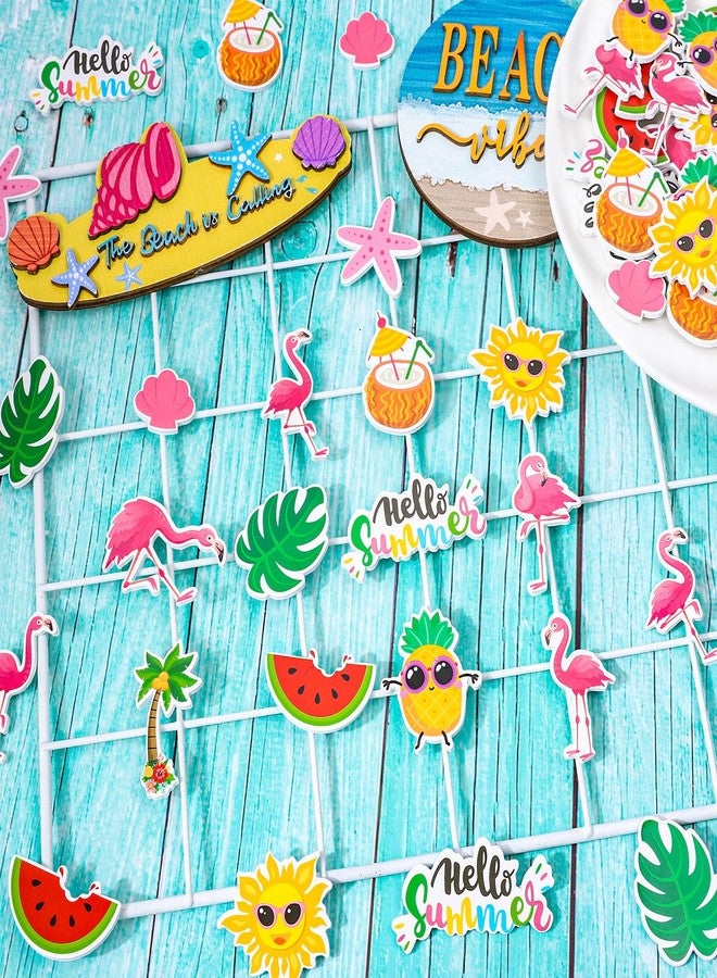 FYSUIMU 300 Pcs Summer Hawaiian Foam Stickers Tropical Beach Flamingo Sun Self-Adhesive Sticker Decals for DIY Art Crafts Birthday Luau Holiday Party Supplies, 15 Designs - Image 4