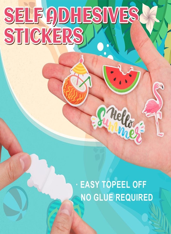FYSUIMU 300 Pcs Summer Hawaiian Foam Stickers Tropical Beach Flamingo Sun Self-Adhesive Sticker Decals for DIY Art Crafts Birthday Luau Holiday Party Supplies, 15 Designs - Image 3