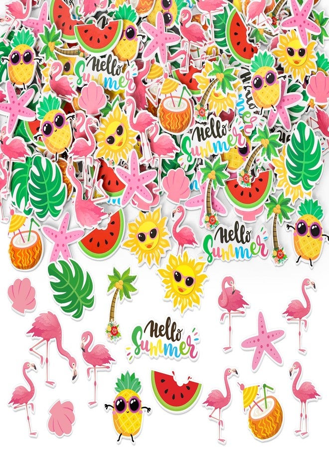 FYSUIMU 300 Pcs Summer Hawaiian Foam Stickers Tropical Beach Flamingo Sun Self-Adhesive Sticker Decals for DIY Art Crafts Birthday Luau Holiday Party Supplies, 15 Designs - Image 1