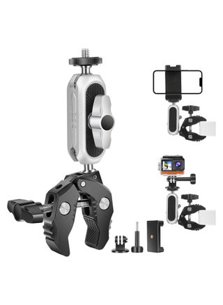 Super Camera Clamp Mount Monitor, with 1/4''-20 and 3/8''-16 Thread, 360° Double Ball Head Camera Mount Adapter DSLR Cameras, Lights, Hooks, Shelves, Rods, Cross Bars, Fit for Most Camera (Silver) - pzsku/ZC067C78D5AF24E4C8EA6Z/45/_/1700916771/94f983a6-f842-4715-8ab5-3e6fc4a7310f