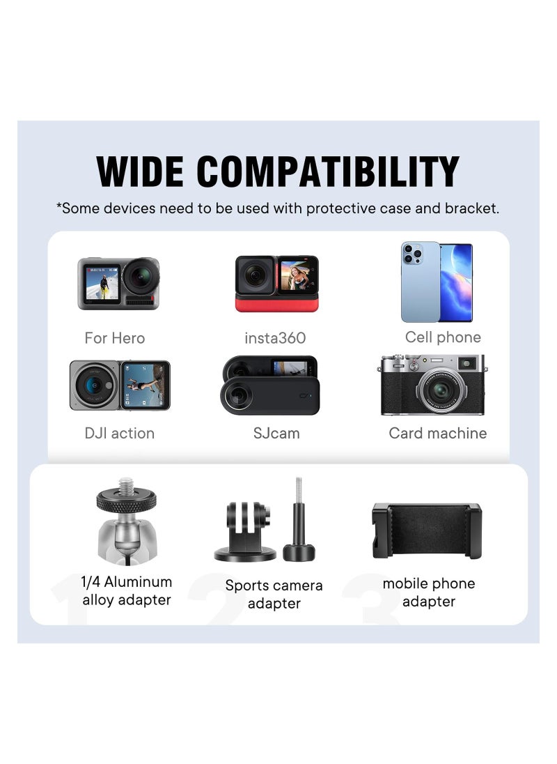 Super Camera Clamp Mount Monitor, with 1/4''-20 and 3/8''-16 Thread, 360° Double Ball Head Camera Mount Adapter DSLR Cameras, Lights, Hooks, Shelves, Rods, Cross Bars, Fit for Most Camera (Silver)