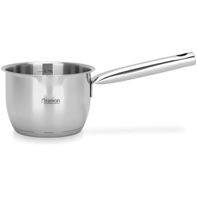 فيسمان قدر صلصة 09 لتر مع علامة قياس، قدر صلصة من الفولاذ المقاوم للصدأ 12 × 85 سم مع فوهة صب، سلسلة ليدا، مقبض طويل ستاي كول، 1810 إنوكس 304، قاعدة حثية، آمنة للاستخدام في غسالة الأطباق - Image 2