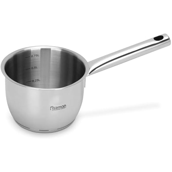 فيسمان قدر صلصة 09 لتر مع علامة قياس، قدر صلصة من الفولاذ المقاوم للصدأ 12 × 85 سم مع فوهة صب، سلسلة ليدا، مقبض طويل ستاي كول، 1810 إنوكس 304، قاعدة حثية، آمنة للاستخدام في غسالة الأطباق - Image 1