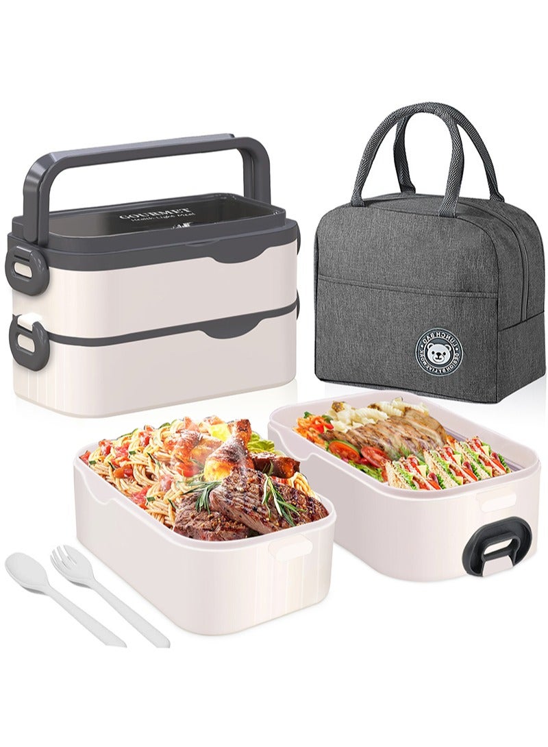 Topyich Stainless Steel Lunch Box, 2 Layer Tiffin Box for Kids School, Minimalist Design Food Storage Box with Lunch Bag, Spoon and Fork  - Image 1