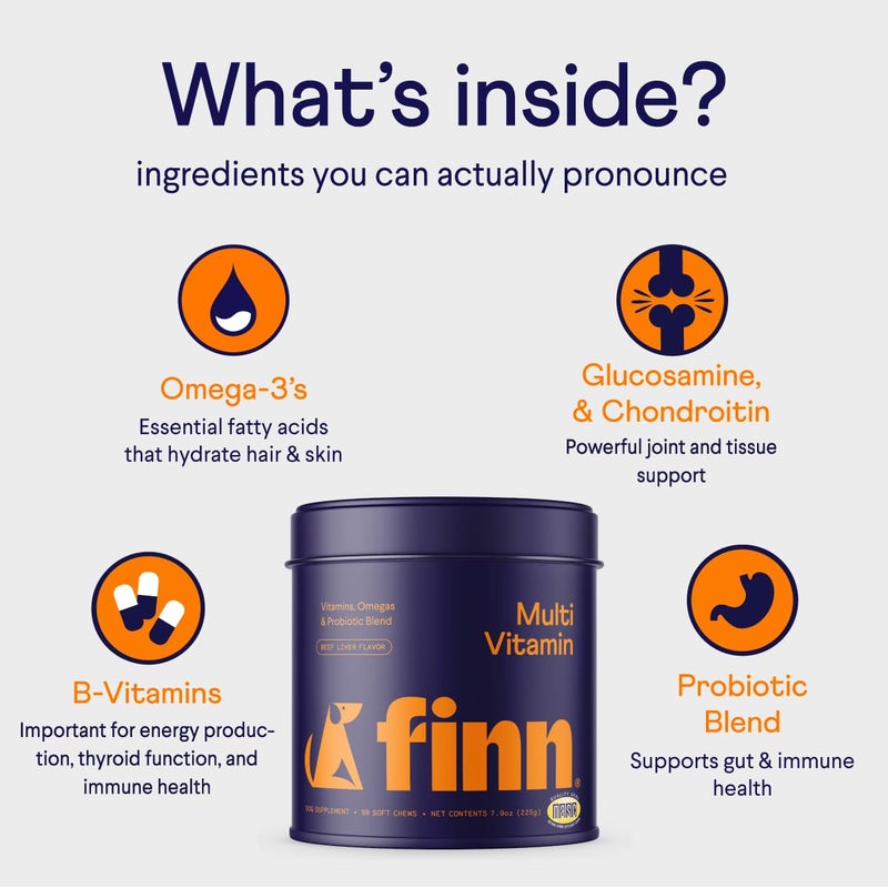 Finn All-in-1 Multivitamin for Dogs - Daily Multi with Probiotics, Omegas & Nutrients to Support Everyday Wellness - 90 Soft Chews - Image 3