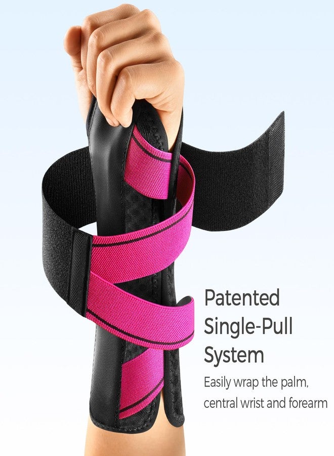 FREETOO Carpal Tunnel Wrist Brace Night Support Fit Right Hand for Work, Pain Relief Wrist Splint for Tendonitis, Sprain, Strain, Rigid Hand Brace for Arthritis for Women and Men (S/M, Black/Pink) - Image 5