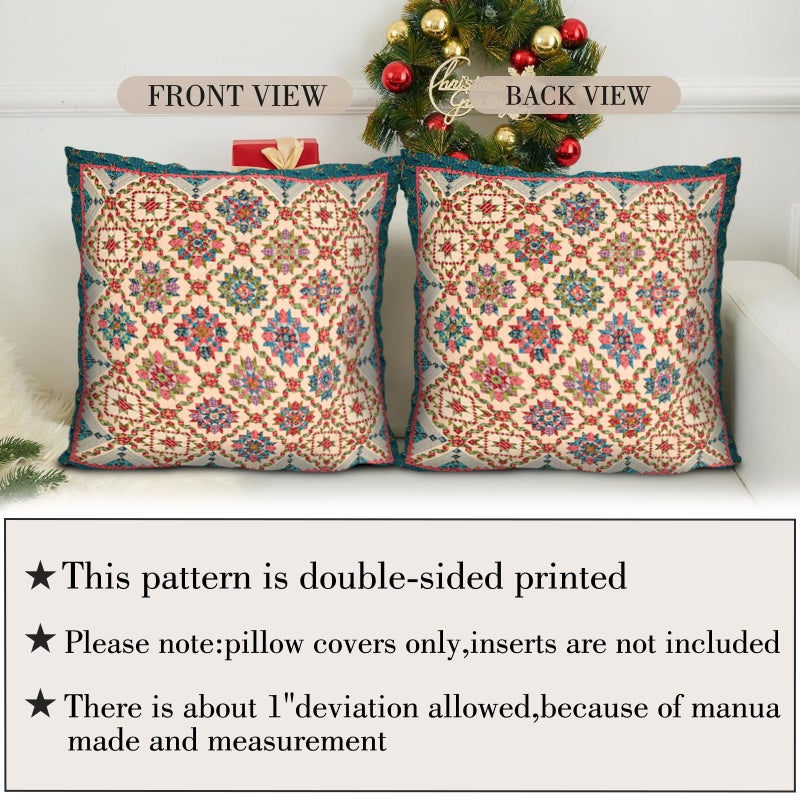 BUAEL Boho Throw Pillow Covers 20x20 inch Set of 2,Boho Vintage Carpet Pattern Antique Ethnic Decor Double Sided Pattern Cushion Cover Soft Pillow Case Living Sofa Room Bed Square Pillow Cover - Image 3