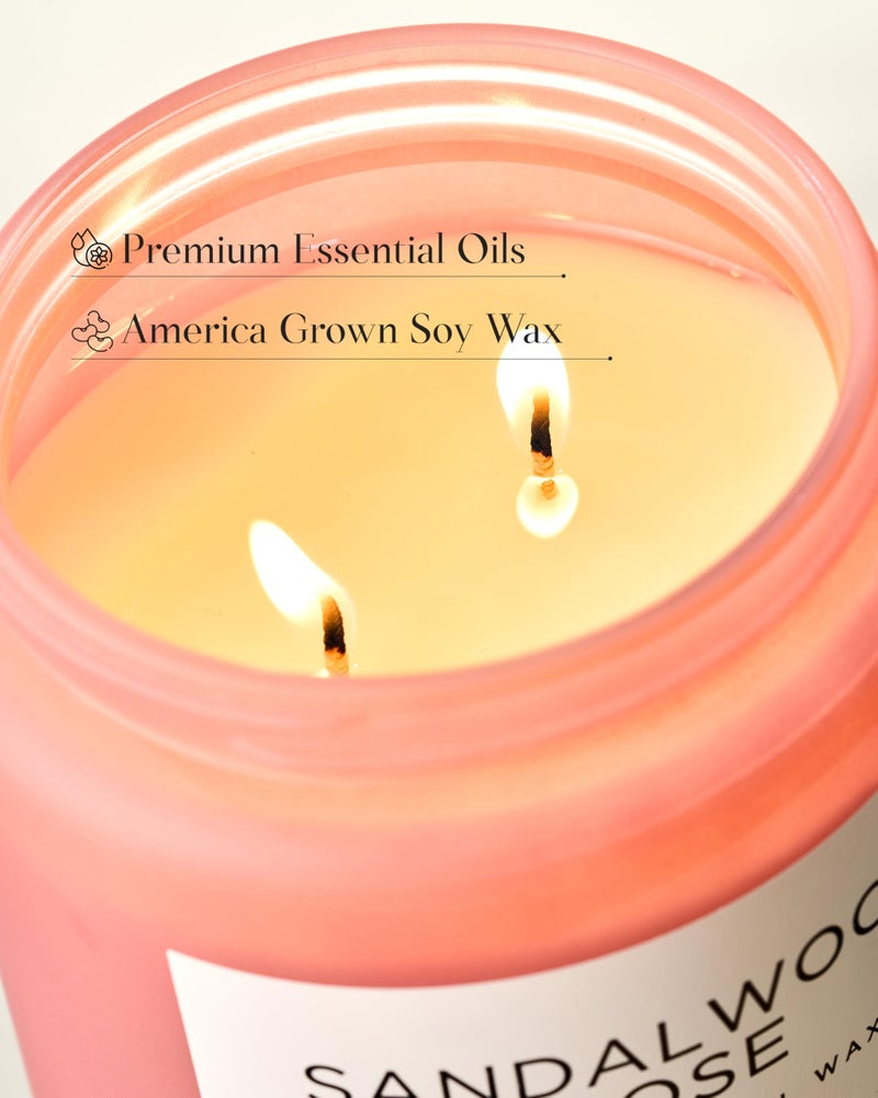 M&SENSE Sandalwood Rose Scented Candle 19.4oz 110 Hours Long Lasting Burn Natural Soy Wax Strong Scented Candle for Home, 2 Wick Home Fragrance Slow Burning Housewarming Gifts for Men Women - Image 4