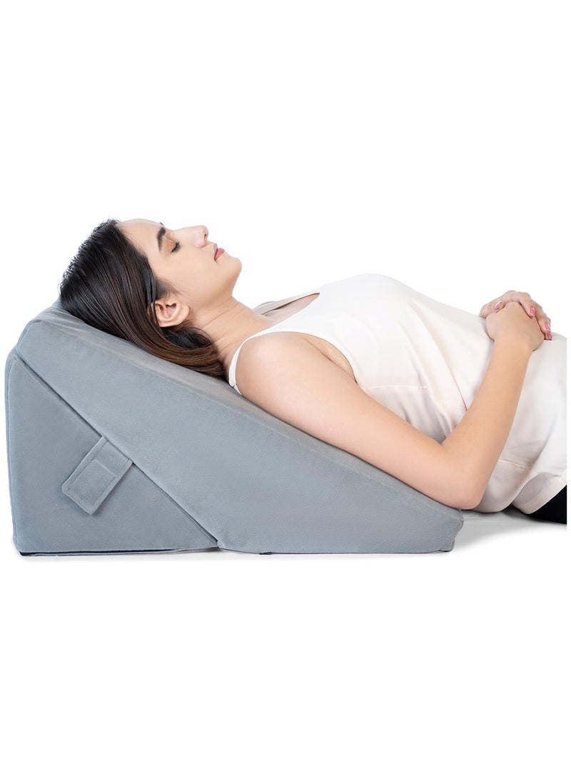 ريون وسادة إسفينية 7 في 1 من إسفنج الذاكرة القابل للتعديل لعلاج ارتجاع المريء وآلام الظهر ودعم الشخير - تصميم قابل للطي متعدد الأوضاع، مسند للظهر، ودعم للساق، أو وسادة متكئة. - Image 1