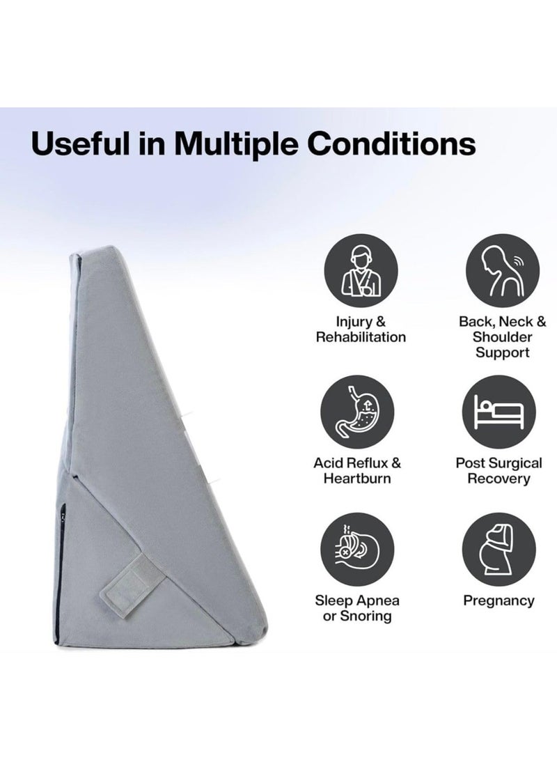 ريون وسادة إسفينية 7 في 1 من إسفنج الذاكرة القابل للتعديل لعلاج ارتجاع المريء وآلام الظهر ودعم الشخير - تصميم قابل للطي متعدد الأوضاع، مسند للظهر، ودعم للساق، أو وسادة متكئة. - Image 2