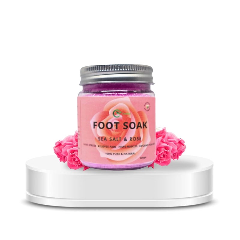 Ceebus Foot Soak with Rose Infused Sea salt For Relaxation  PAIN RELIEF  DETOX SPA  Improve Sleep in a Glass Jar  100g Rose - Image 1