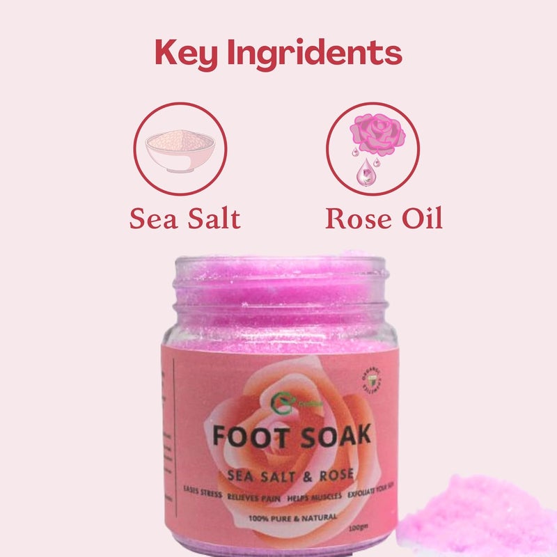 Ceebus Foot Soak with Rose Infused Sea salt For Relaxation  PAIN RELIEF  DETOX SPA  Improve Sleep in a Glass Jar  100g Rose - Image 2