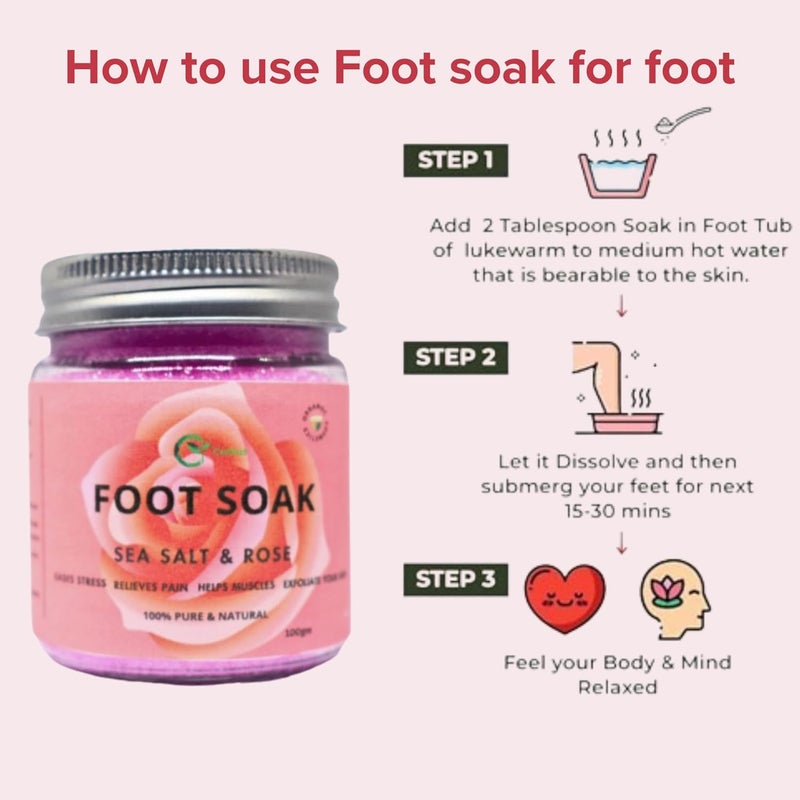 Ceebus Foot Soak with Rose Infused Sea salt For Relaxation  PAIN RELIEF  DETOX SPA  Improve Sleep in a Glass Jar  100g Rose - Image 3