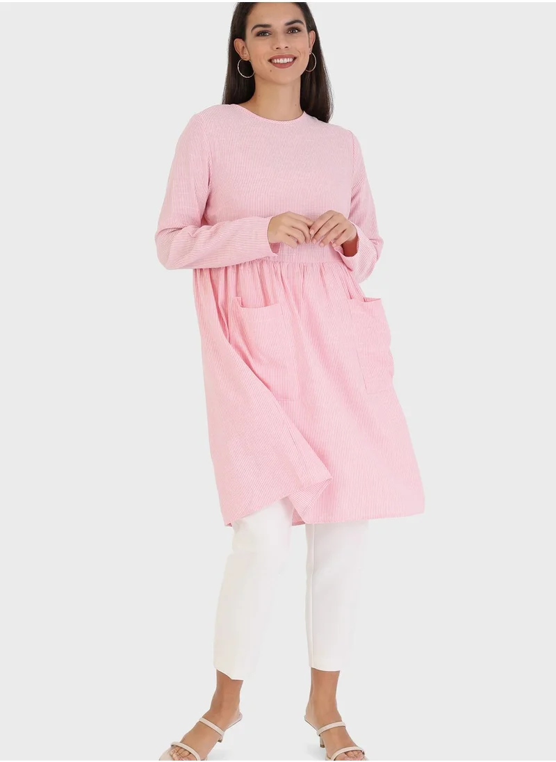 Tavin by Modanisa Pocket Detail Pleated Tunic