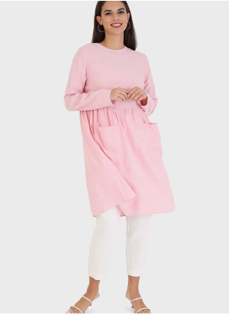 Tavin by Modanisa - Pocket Detail Pleated Tunic - Image 1