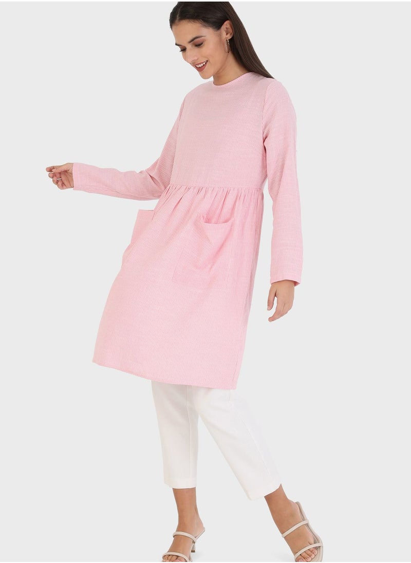 Tavin by Modanisa - Pocket Detail Pleated Tunic - Image 1