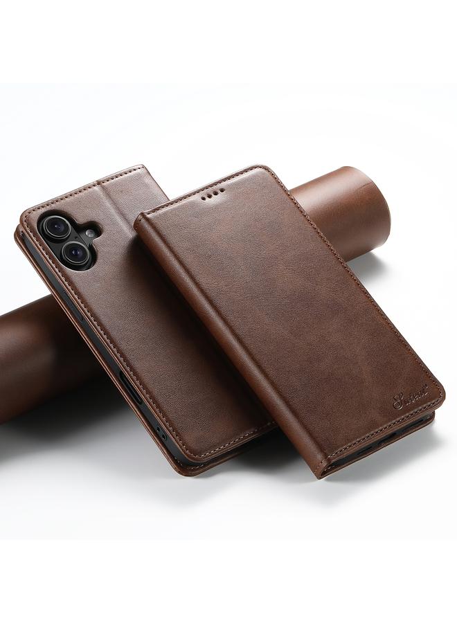 Suteni Case For iPhone 16 Calf Texture Horizontal Flip Leather Phone Case - Image 1