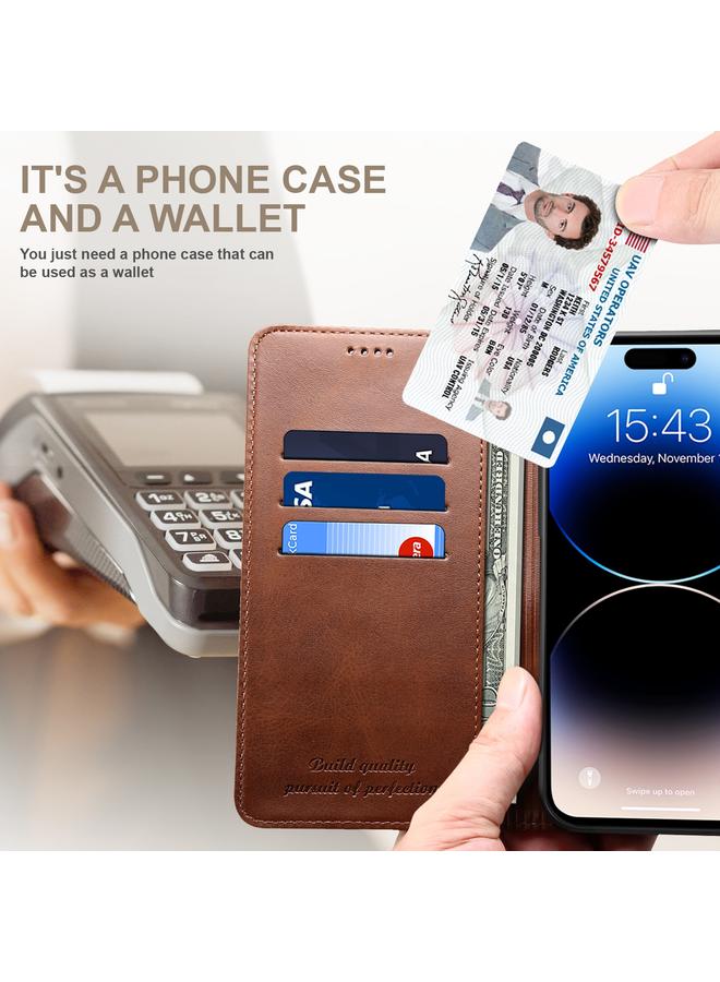 Suteni Case For iPhone 16 Calf Texture Horizontal Flip Leather Phone Case - Image 4