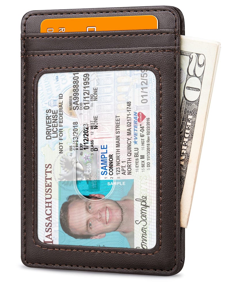 Buffway Mens Slim Wallet, Minimalist Thin Front Pocket Leather Credit Card Holder with RFID Blocking for Work Travel - Boston Chocolate - Image 2