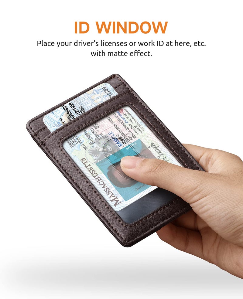 Buffway Mens Slim Wallet, Minimalist Thin Front Pocket Leather Credit Card Holder with RFID Blocking for Work Travel - Boston Chocolate - Image 4