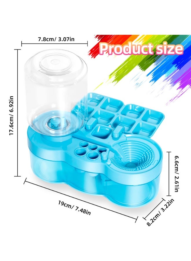 Paint Brush Cleaner with Paint Tray, Upgraded 6-in-1 Painting Supplies with Drain and Brush Holder, Water Circulation Painting Supplies for Acrylic, Watercolor, Water Based Paints（Blue） - Image 2