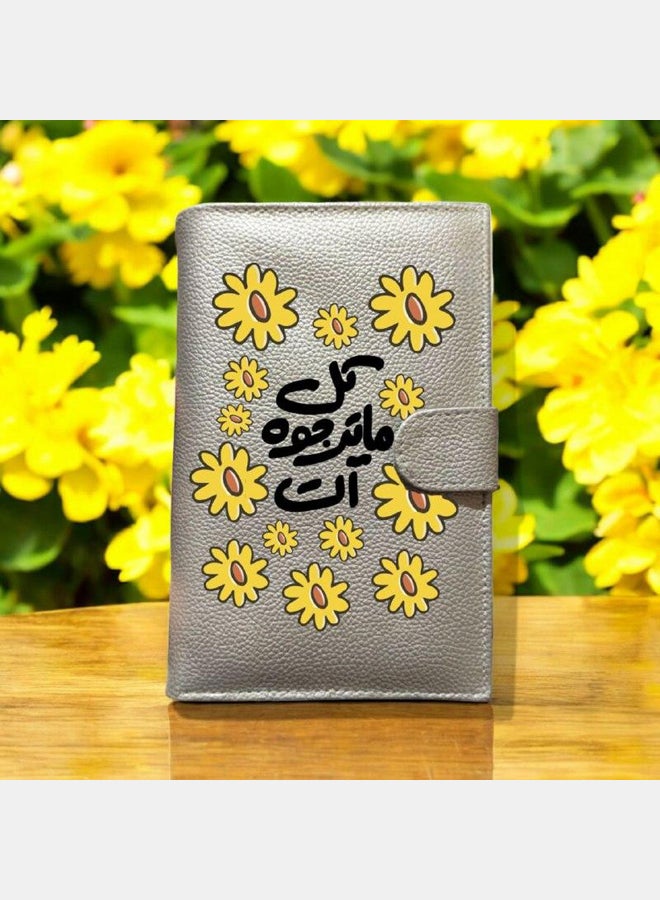 محفظة جلدية نسائية - جلد صناعي - فضي - طباعة على جانب واحد - Image 2