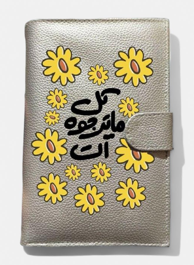محفظة جلدية نسائية - جلد صناعي - فضي - طباعة على جانب واحد - Image 1