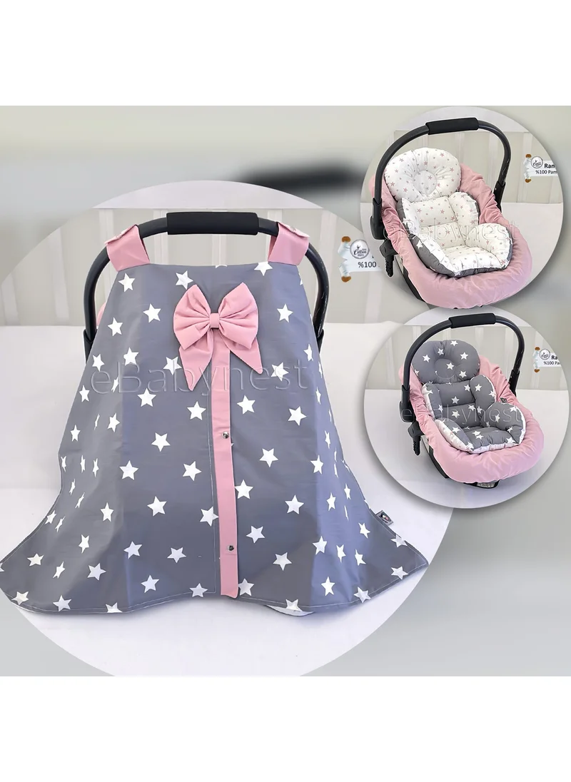 Ebabynest Big Star Series Dark Gray Star Powder Combination Stroller Cover Set of 3