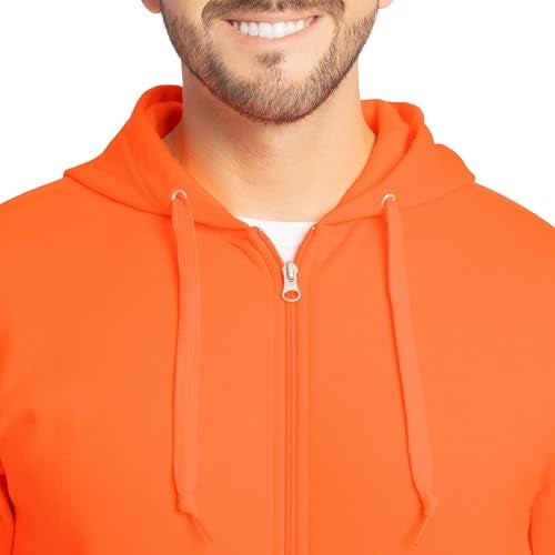 Fruit of the Loom Men's Eversoft Fleece Hoodies (Regular & Big Man), Full Zip - Safety Orange, Medium - Image 2