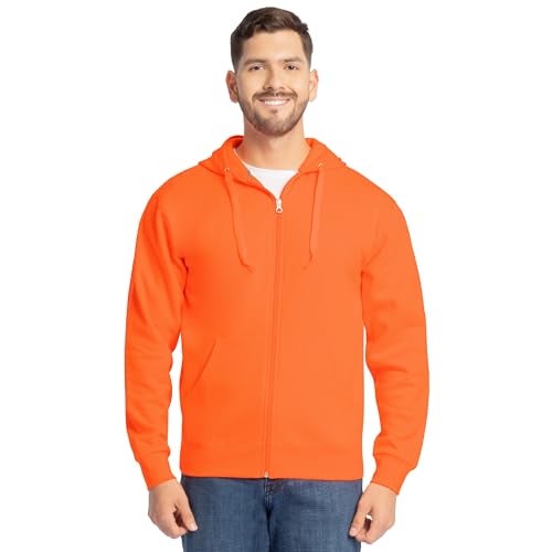 Fruit of the Loom Men's Eversoft Fleece Hoodies (Regular & Big Man), Full Zip - Safety Orange, Medium - Image 1