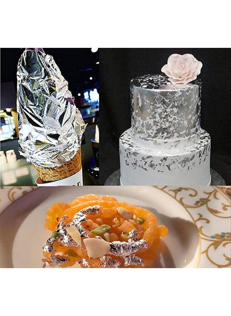 ASK VARK WALA ASK VARK WALA Silver Leaf Edible Silver Leaf15pcs 6x4inchChandi ka VarakhEdible Silver Leaf Jumbo Sized SheetFinest Silver Leaves for SweetsCakeFood Decoration ect  - Image 2