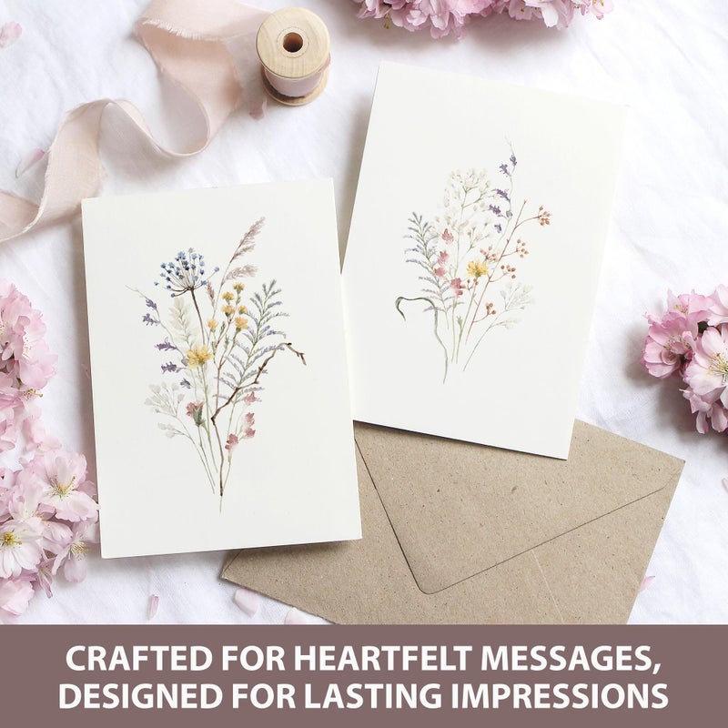 AUDREE 50 Set Blank Cards and Envelopes 3.5x5 - Watercolor Wildflowers Blank Greeting Cards with Adhesive Envelopes and Matching Sticker - Blank Note Cards for All Occasions - Image 5