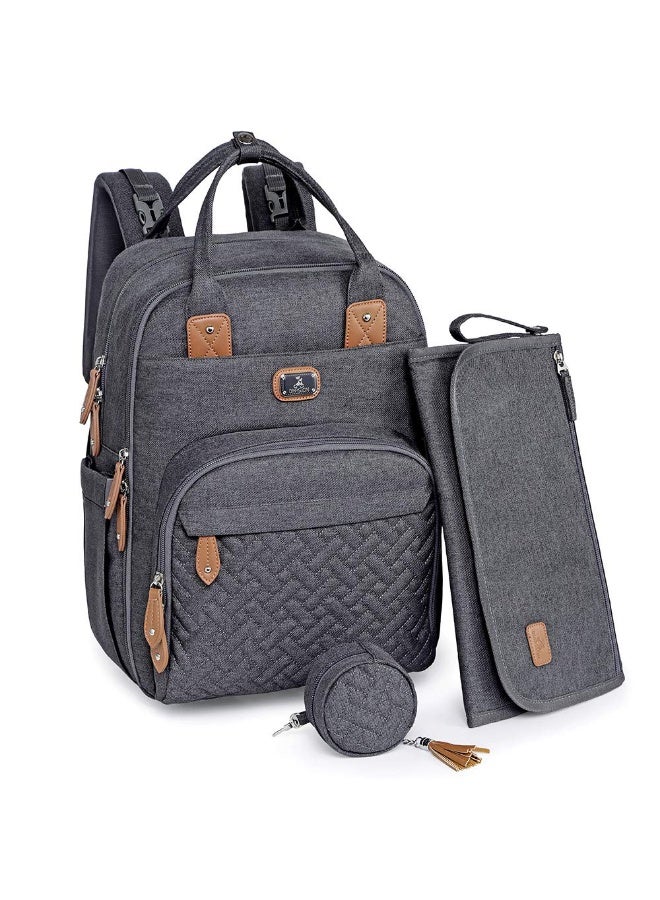 RUVALINO Changing Bag Backpack, Large Nappy Back Pack Multifunction Baby Bags with Portable Changing Mat, Pacifier Holder, and Stroller Straps, for Mom and Dad - Image 1