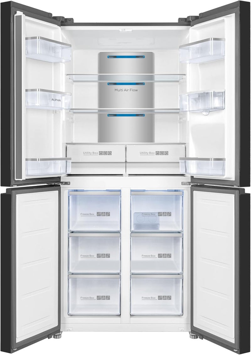 Terim TERFD670TIN French Door Bottom Freezer Refrigerator, 470 Liters Net, No Frost, Digital Display, Stainless Steel TERFD670TIN silver