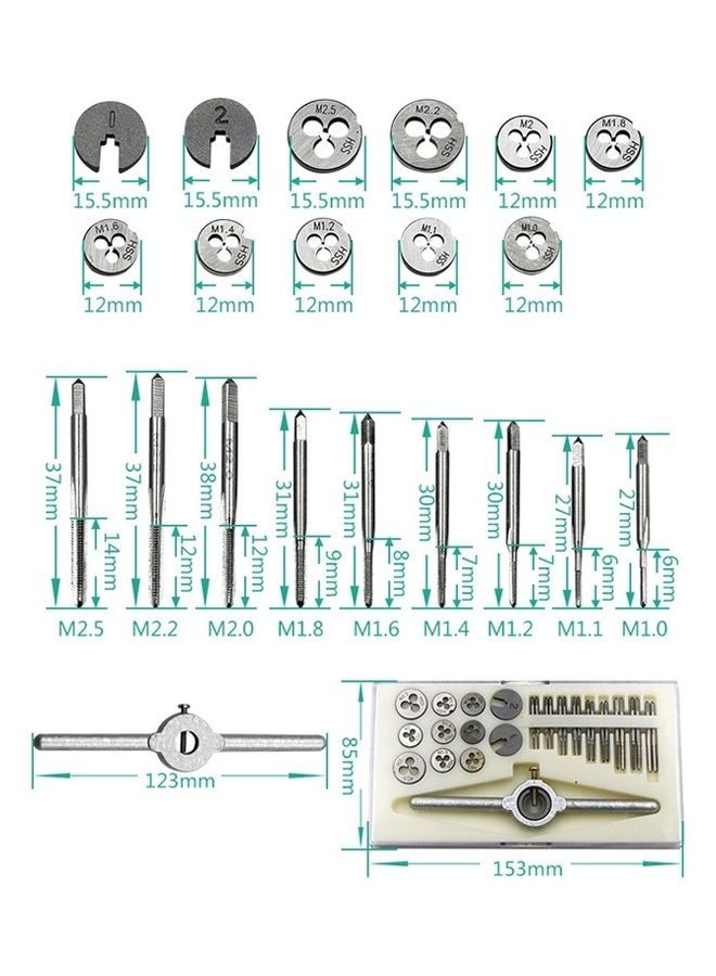 NIBEMINENT 30-Piece Multi-Specification Tap and Die Combination Set Silver - Image 2